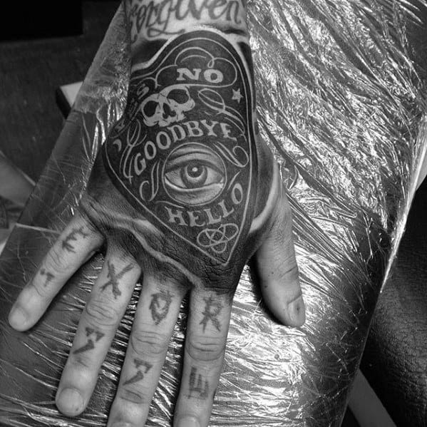 Guys Planchette Hand Tattoo Design Ideas