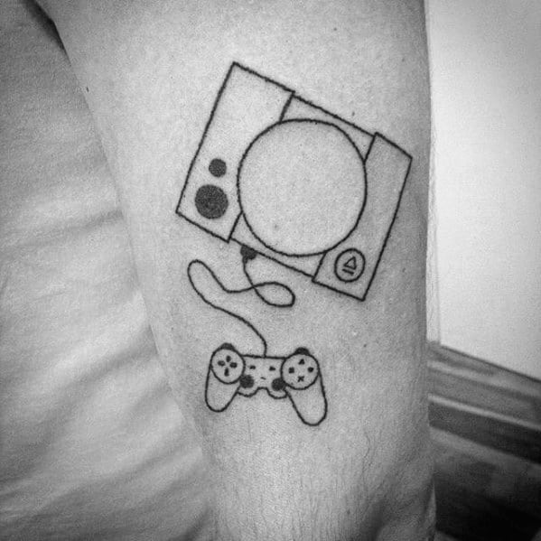 Guys Playstation Video Game Console Arm Tattoos