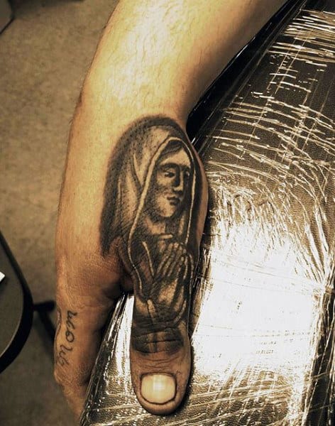 Guys Praying Holy Thumb Tattoo Designs