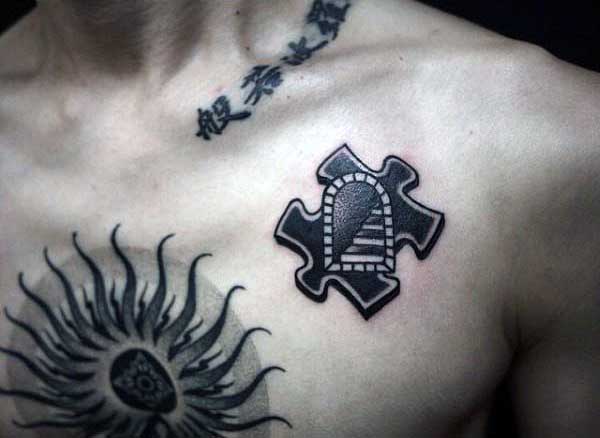 Guys Puzzle Piece Tattoo Ideas On Chest