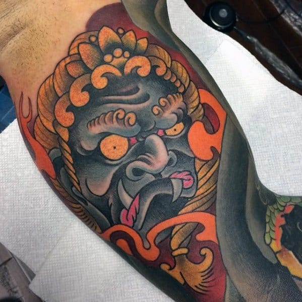 Guys Quarter Sleeve Tattoos With Fudo Myoo Design