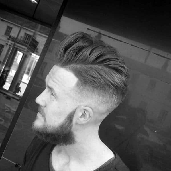 Guys Quiff Skin Fade Haircut Medium Length