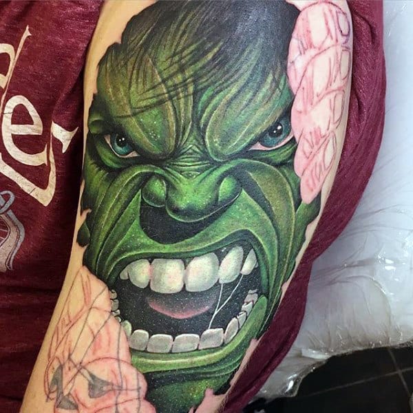Guys Raging Hulk Tattoo Guys Forearms