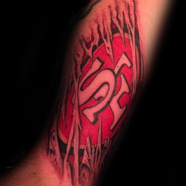 Guys Ripped Skin San Francisco 49ers Male Forearm Tattoos