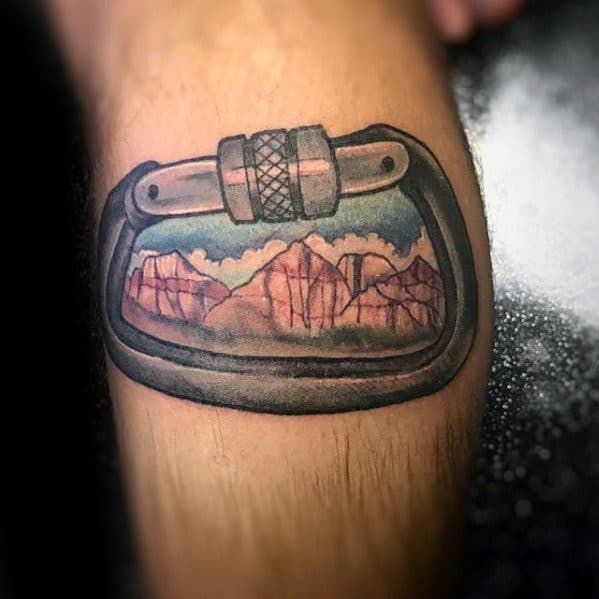 Guys Rock Climbing Leg Calf Tattoo