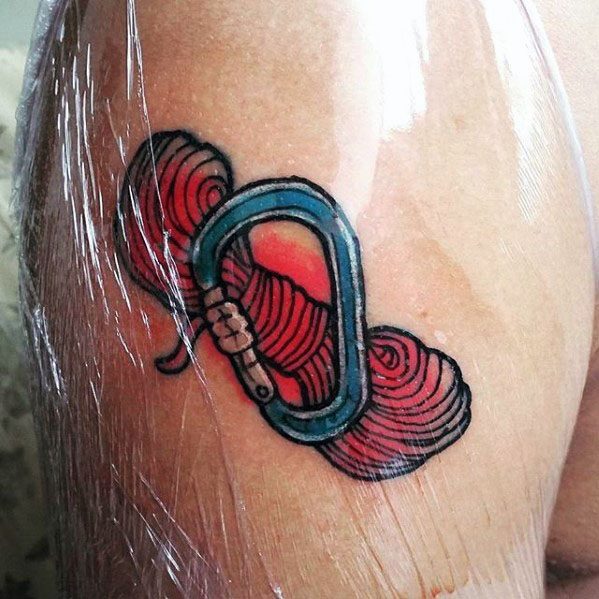 Guys Rock Climbing Tattoo Designs On Arm
