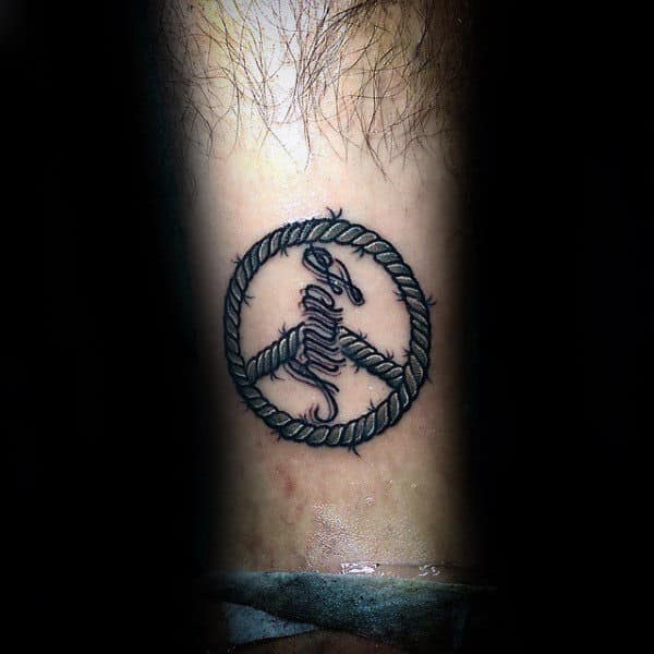 Guys Rope Peace Sign Forearm Tattoo