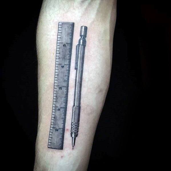 Guys Ruler Inner Forearm 3d Tattoo Designs