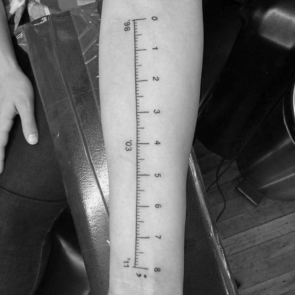 Guys Ruler Inner Forearm Tattoo Design Ideas