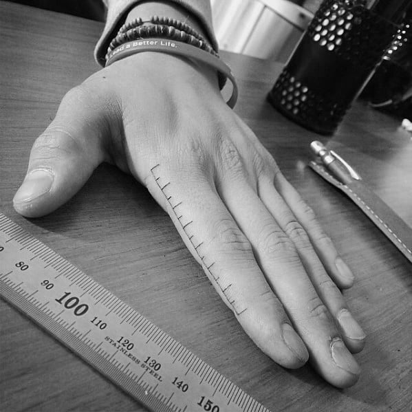 Guys Ruler Tattoos On Fingers