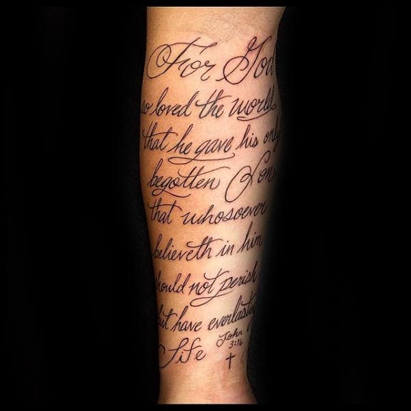 Guys Script Lettering John 316 Forearm Tattoo Design Ideas