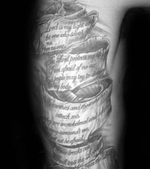 Guys Scroll Tattoo Inspiration On Rib Cage Side