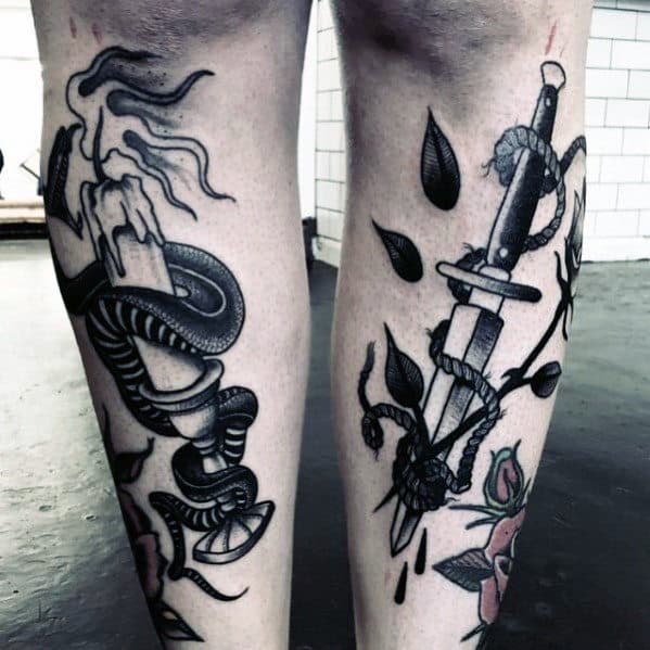 Guys Shine Traditional Candle With Snake Tattoo