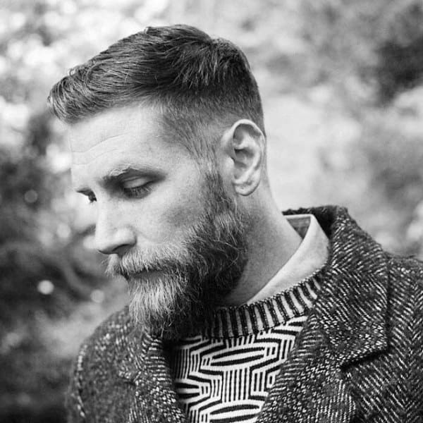 Guys Short Hipster Hair Crew Cut With Taper Fade