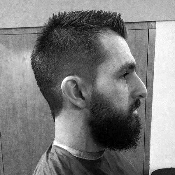 Guys Short Length Spiky Mens Fohawk Haircut