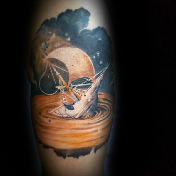 Guys Sinking Ship Tattoo 3d Design Ideas On Arm