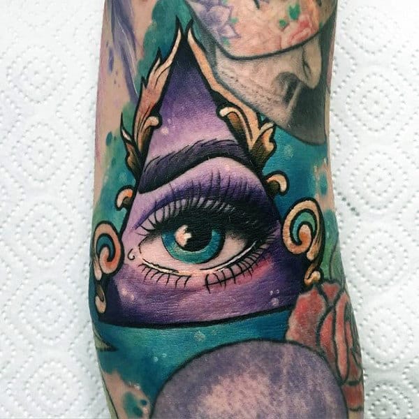 Guys Sleeves Long Eye Lash Illuminati Tattoo