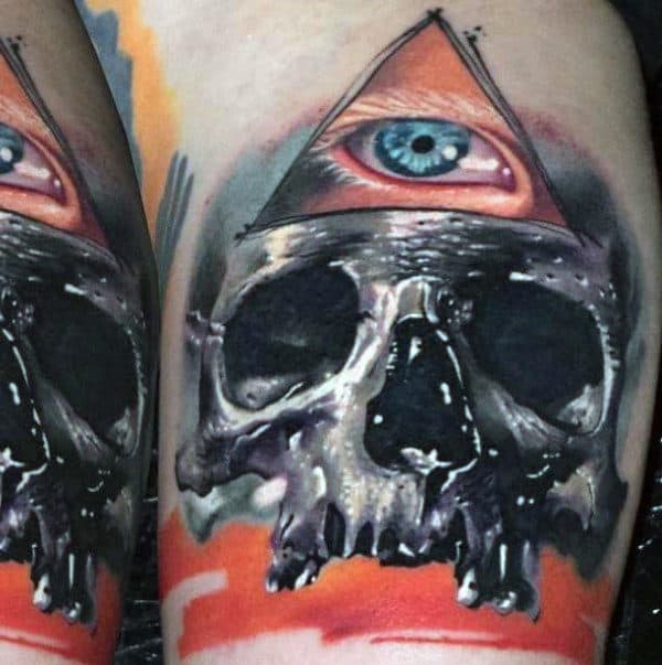 Guys Sleeves Skull Illuminati Tattoo