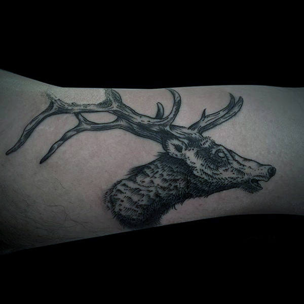 Guys Small Moose Forearm Tattoo