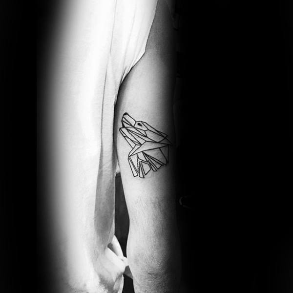 Guys Small Simple Geometric Wolf Triceps Tattoo Designs