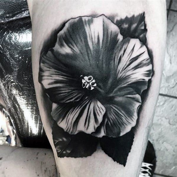Guys Small Unique Shaded Tropical Flower Arm Tattoo Designs