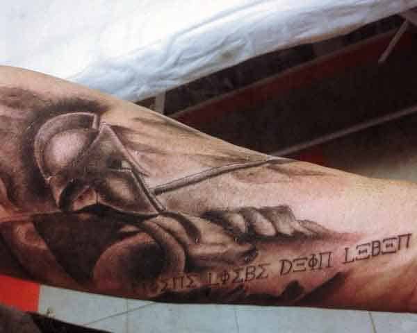 Guy's Spartan Warrior Battle Tattoo