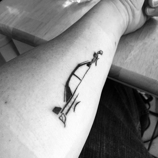 Minimalist Subaru rally car tattoo on the forearm, featuring a sleek black line design with motion accents for a dynamic effect.