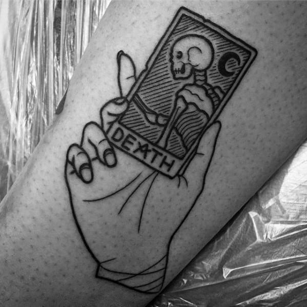 Guys Tarot Death Card Tattoos On Forearm