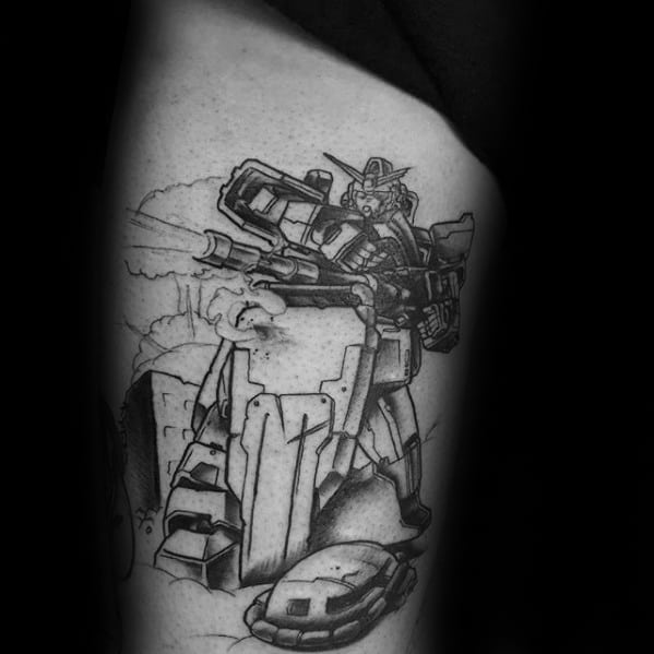 Guys Tattoo Ideas Gundam Designs On Thigh