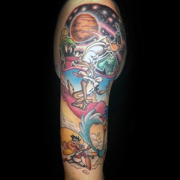 Guys Tattoo Ideas Looney Tunes Designs Half Sleeve