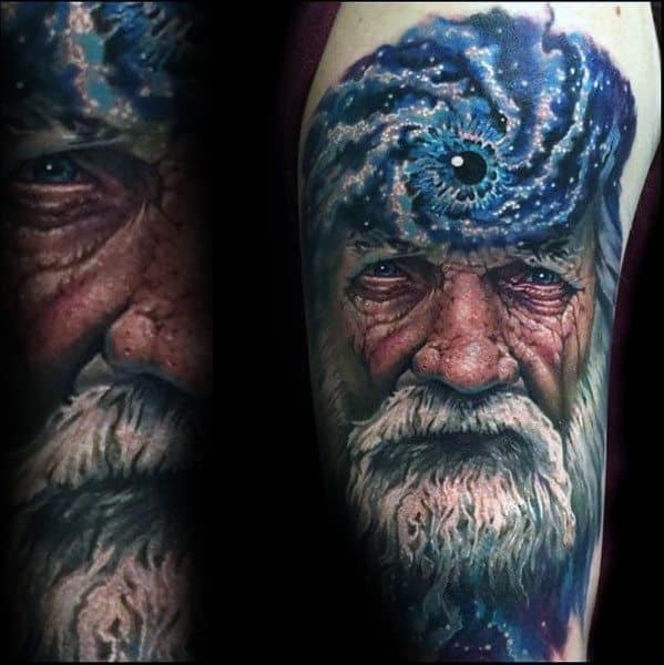 Guys Tattoo Ideas Outter Space Portrait Consciousness Designs On Arm