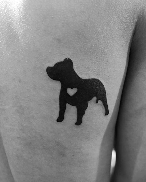 Guys Tattoo Ideas Pitbull With Negative Space Heart Designs On Back