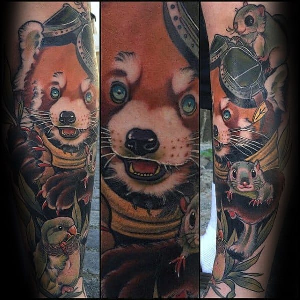 Guys Tattoo Ideas Red Panda Designs On Leg