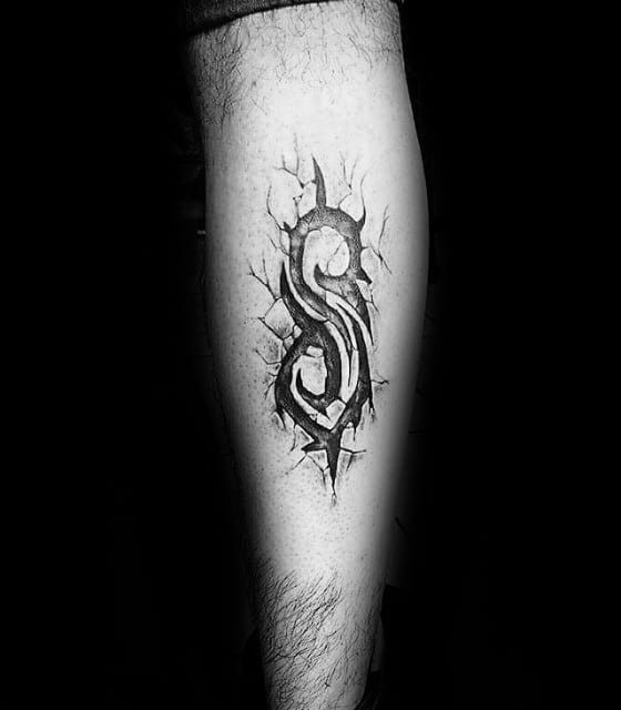 Guys Tattoo Ideas Slipknot Designs On Back Of Leg
