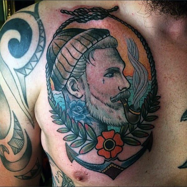 Guys Tattoos For Sailors On Upper Chest