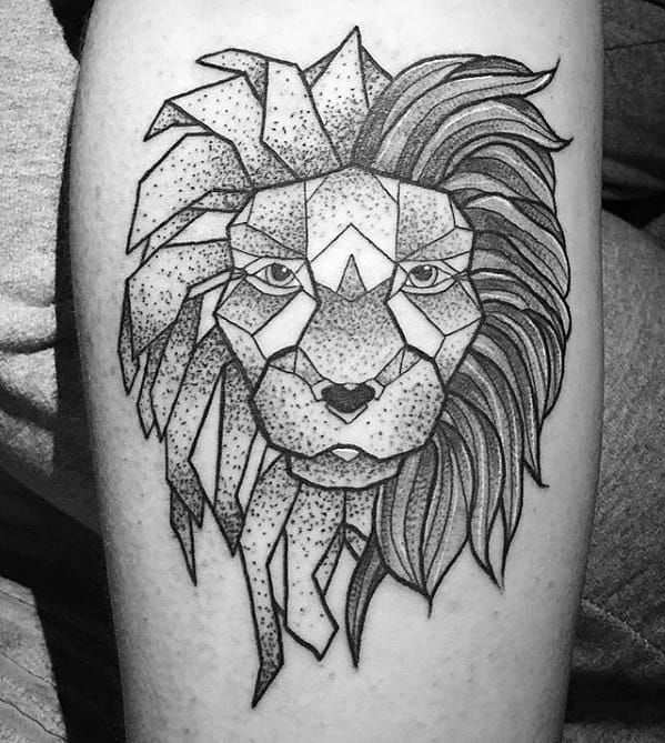 Guys Tattoos With Arm Geometric Lion Design
