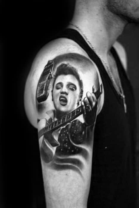 Guys Tattoos With Elvis Presley Design