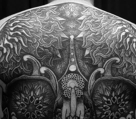 Guys Tattoos With Geometric Back Design
