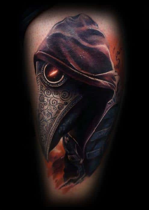 Guys Thigh Tattoo Ideas Plague Doctor Designs