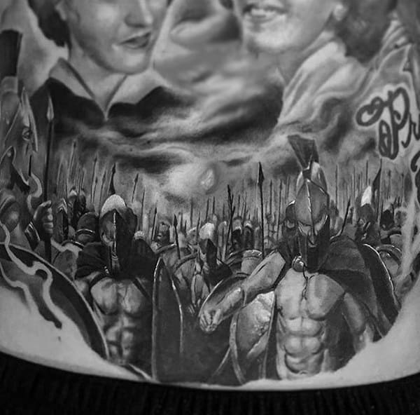 Guys Torso Warriors In Battle Tattoo