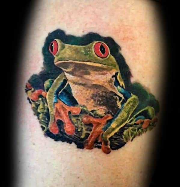 Guys Tree Frog Tattoo Design Ideas 3d Upper Arm