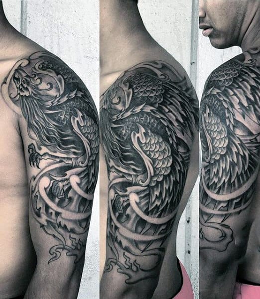 Guy's Tribal Phoenix Tattoos Half Sleeve