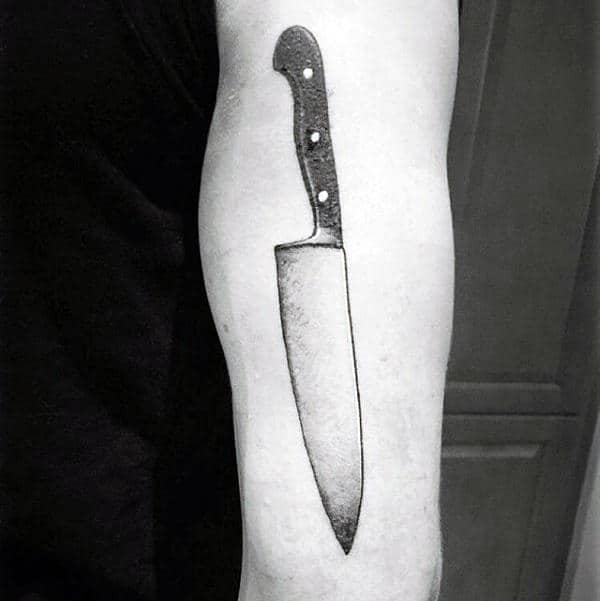 Guys Tricep Chef Knife Tattoo