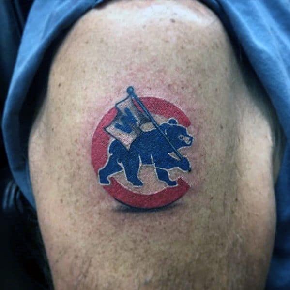 Guys Upper Arm Logo Chicago Cubs Tattoo Deisgns
