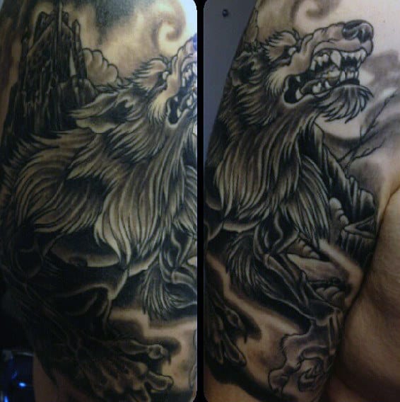 Guys Upperarms Hairy Werewolf Tattoo