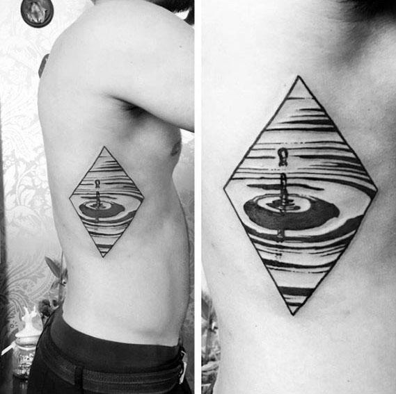 Guys Water Drop Tattoos On Rib Cage Side Of Body
