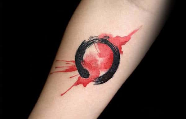 guys-watercolor-paint-splatter-enso-inner-forearm-tattoo