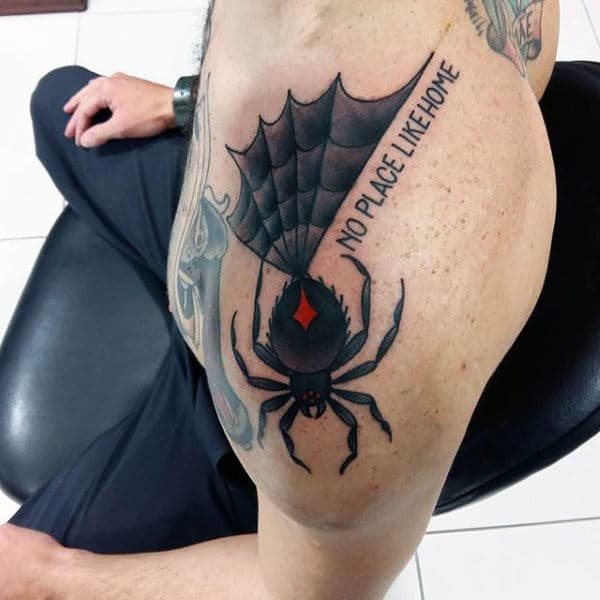 Guys Widow Spider Tattoo On Shoulder
