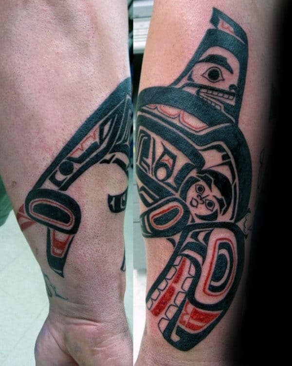 Haida Tribal Whale Outer Forearm Tattoo