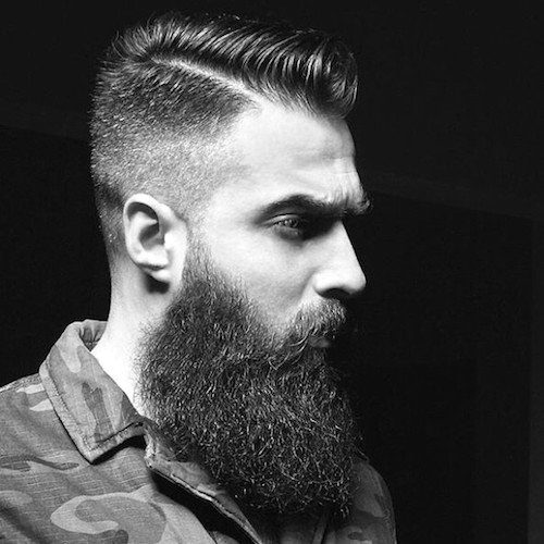 Hairstyle For Guys Fade And Comb Over With Beard